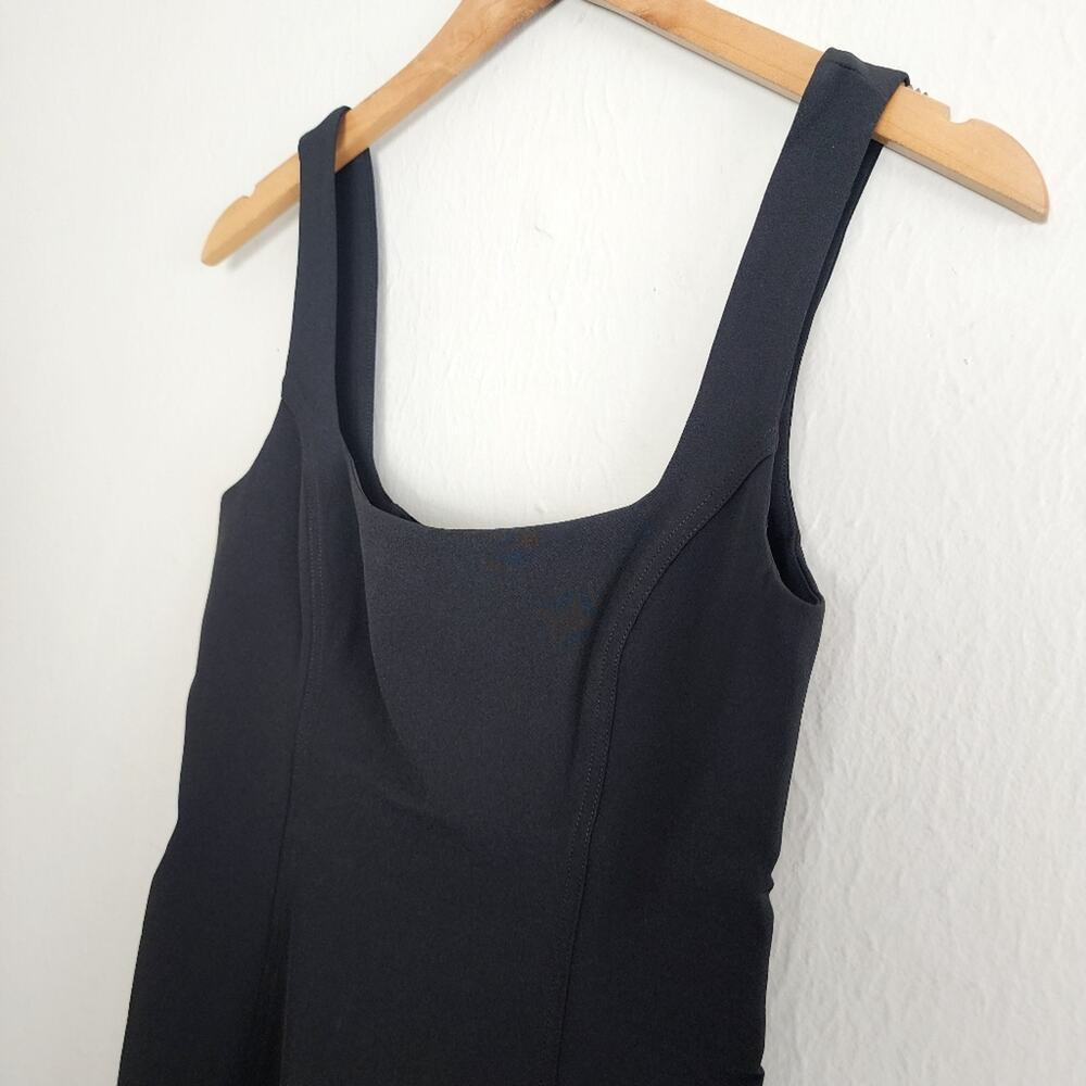 Rumored Twiggy Mini Dress Black Square Neck Stretch Knit Bodycon LBD NWT Size 4 - Picture 3 of 10
